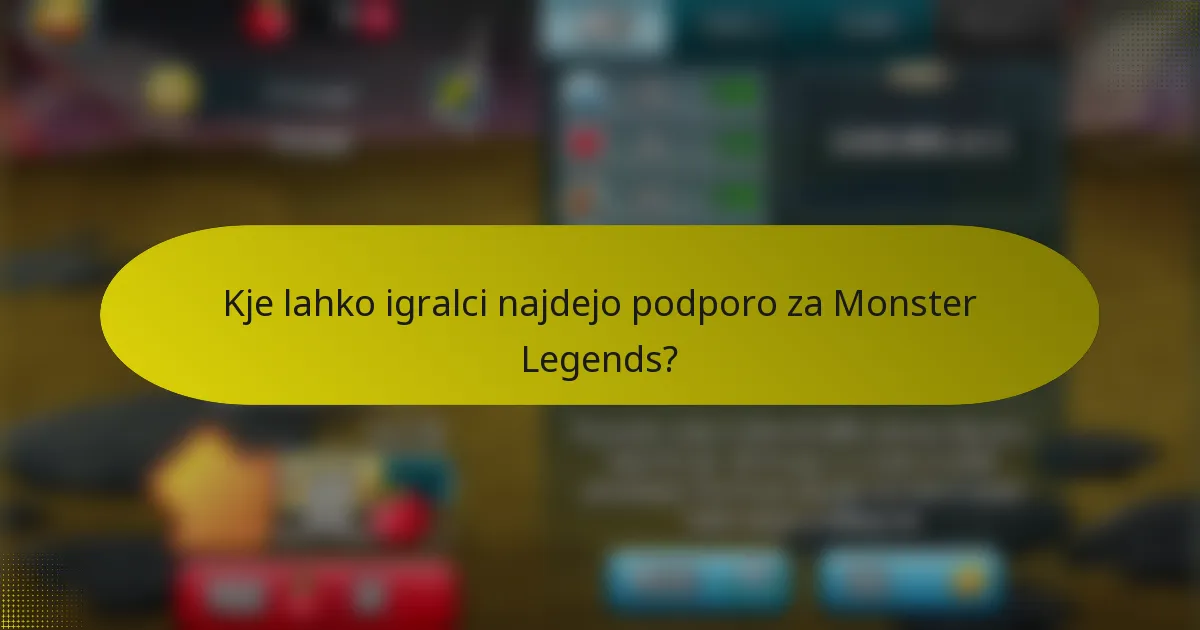 Kje lahko igralci najdejo podporo za Monster Legends?